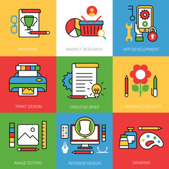 Linear Flat Branding Market App development design vector