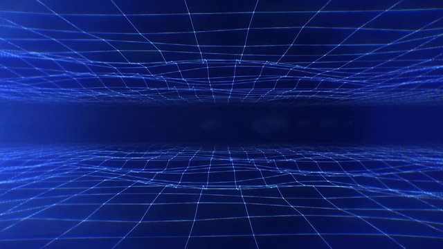 Abstract Digital terrain moving forward electric blue