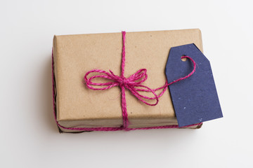 Gift box wrapped in craft paper