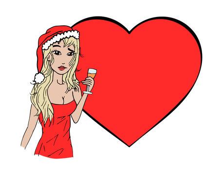 Kerstkaart dame proost