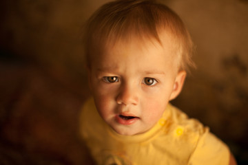 Cute baby boy with the brown eyes