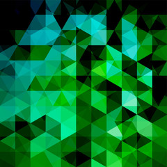 Triangle vector background. Can be used in cover design, book design, website background. Vector illustration. Green, blue, black colors.