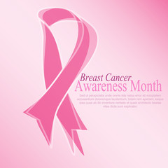 Breast Cancer October Awareness Month Campaign Background with paper girl silhouette and pink ribbon symbol. Women health vector design