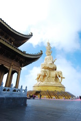 SICHUAN, CHINA - Mar 23 2016: Baoguo Temple in Mount Emei Scenic Area(World Heritage site). a famous historic site in Emeishan, Sichuan, China