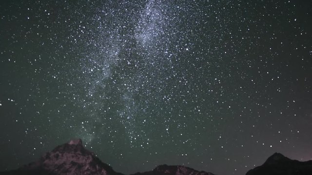 Stars on the night sky. Time-lapse video.