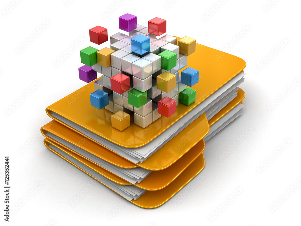 Poster folders and files with business teamwork concept. image with clipping path