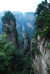 Beautiful views of rock mountain at Huangshi Zhai (Golden Rock Village) in Zhangjiajie National Forest Park, Hunan province, China. It is recognized as the Unesco Heritage site