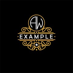 Beautiful emblem, badge, monogram, for template logo in the style of Nouveau art