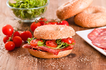 Sesame bagels. 