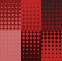 grunge red halftone banners. Vector set. Dot backgrounds.
