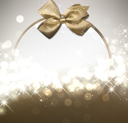 Christmas background with golden bow.