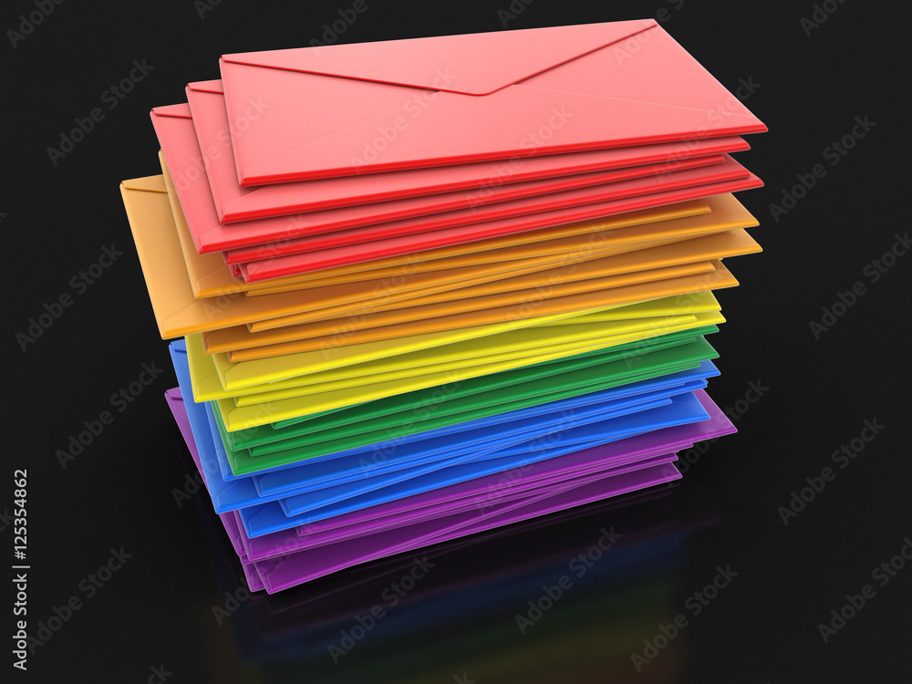 Poster stack of color letters. image with clipping path