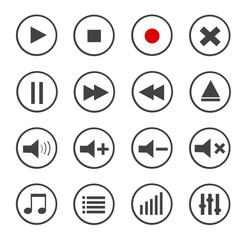 Media Player Vector Icons Set