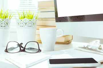 White office desk table