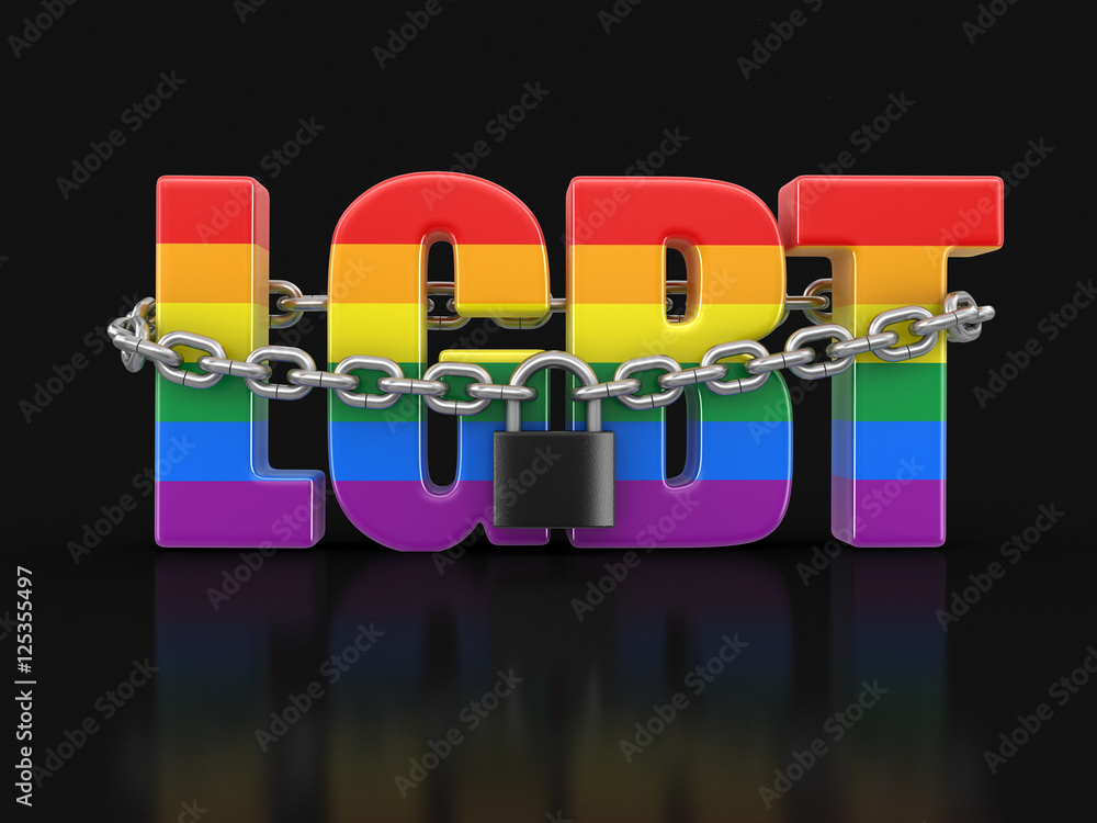 Poster text lgbt and lock. image with clipping path