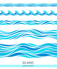 Fototapeta premium Set of seamless patterns with stylized waves