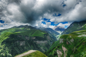 Naklejka na ściany i meble georgia mountain nature landscape beautiful summer Kazbegi