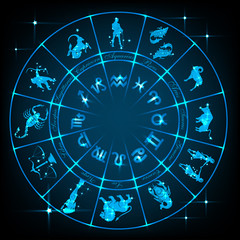 Blue horoscope circle