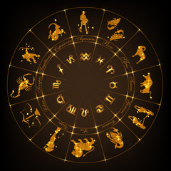Gold horoscope circle
