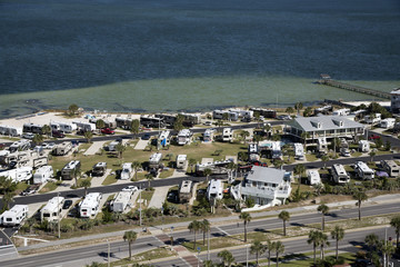 Pensacola Beach Florida USA - October 2016 - Overview of a RV seaside park © petert2