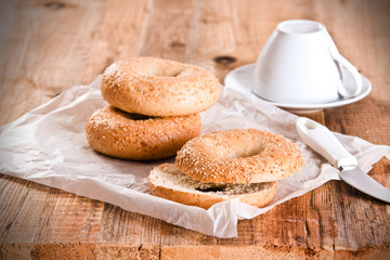Sesame bagels. 