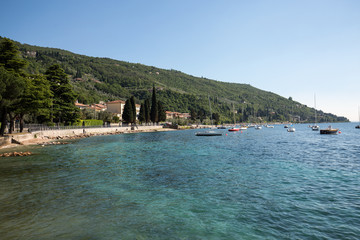 Shore of the Lake Garda in the village of Torri del Benaco in Italy