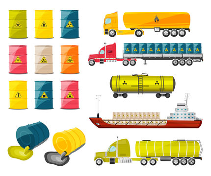 Cartoon illustration on the theme of products of the chemical industry. Vector