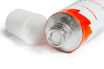 paint in tubes isolated on white