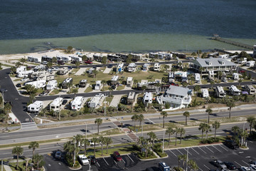 Pensacola Beach Florida USA - October 2016 - Overview of a RV seaside park