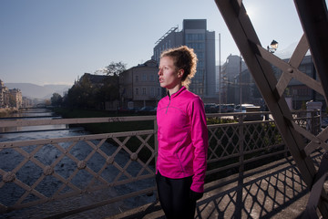 sporty woman jogging on morning