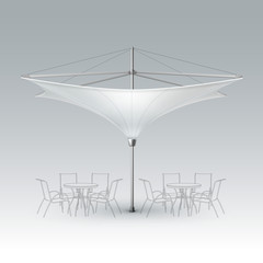 Vector White Blank Inversed Lotus Patio Outdoor Beach Cafe Bar Pub Lounge Restaurant Umbrella Parasol for Branding Front Side View Mock up Close up Isolated on Background