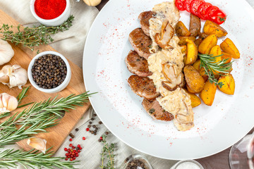 Grilled Steak with potato wedges