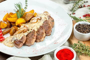 Grilled Steak with potato wedges