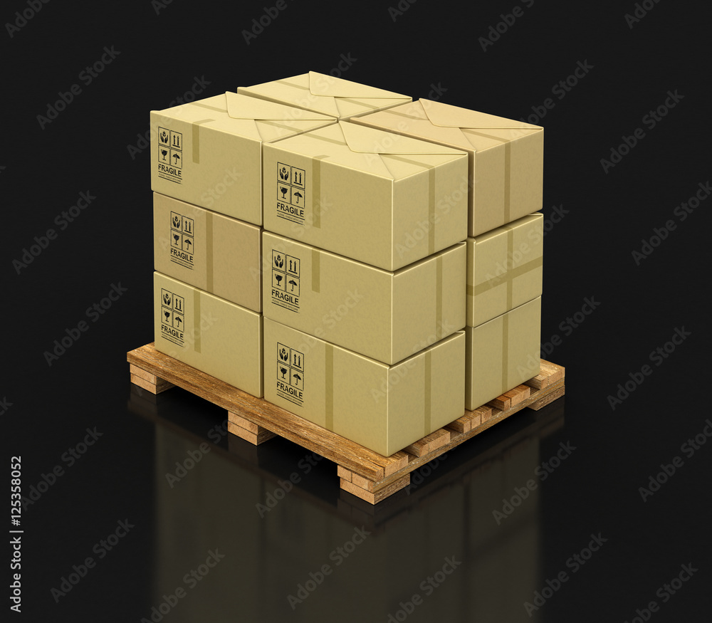 Poster many packages. image with clipping path