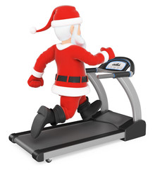 3D Santa Claus training hard on a treadmill