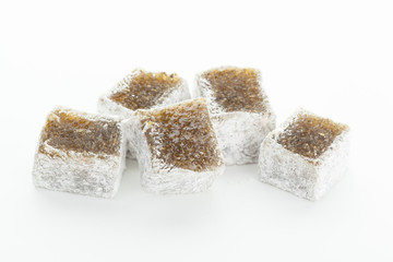 Tasty Turkish delight isolated on white
