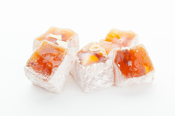Tasty Turkish delight isolated on white