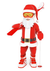 3D Santa Claus with ski equipment
