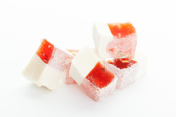 Tasty Turkish delight isolated on white