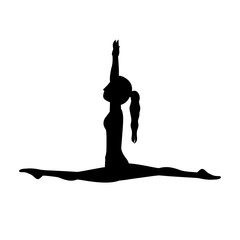Fototapeta premium silhouette yoga woman monkey pose crescent vector illustration