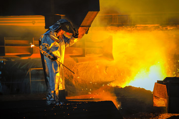worker with hot steel