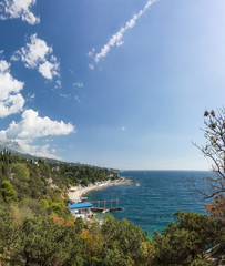 Landscape view of the beach of Simeiz. Crimea, Russia
