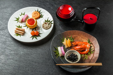 Fototapeta na wymiar 典型的なおせち料理 General Japanese New Year dishes(osechi)