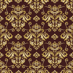 Oriental classic pattern. Seamless abstract background with repeating elements. Brown and golden pattern