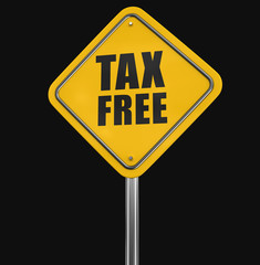 Tax free road sign. Image with clipping path