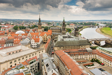 Aerial view over the city of Dresden
