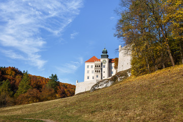 Fototapeta na wymiar Castle Pieskowa Skała in autumn coat 