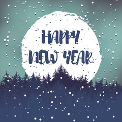 Naklejka premium Winter greeting postcard with wishes for a happy new year. Vector