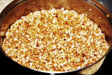 Buckwheat porridge in the pot