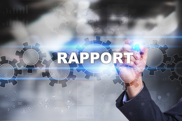 Businessman is drawing on virtual screen. rapport concept.